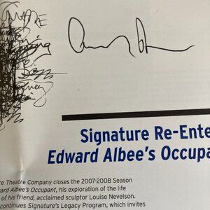 Edward Albee signed SIGNATURE THEATRE COMPANY Insert + Playbill Occupant 2008